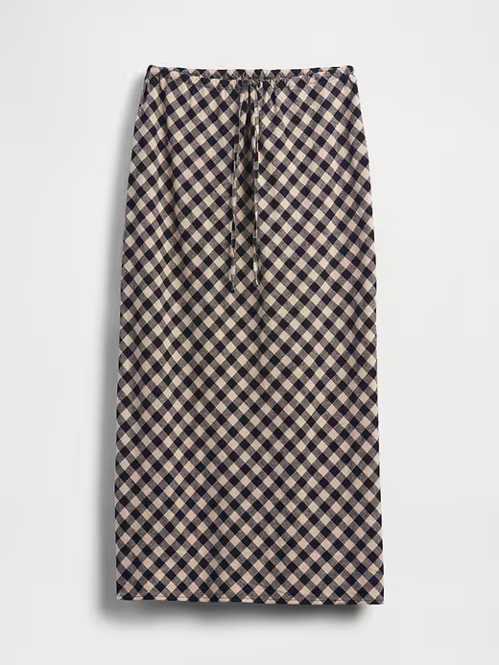 Gap Linen Blend Gingham Midi Skirt